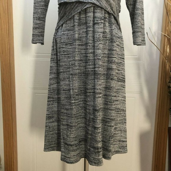 AMADI Anthropologie Lola Cross Wrap Knit Dress Light Gray Size Large - Picture 5 of 12